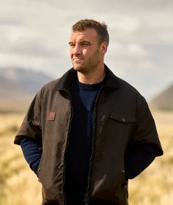 Men's 3/4 Sleeve Brown Oilskin Jacket